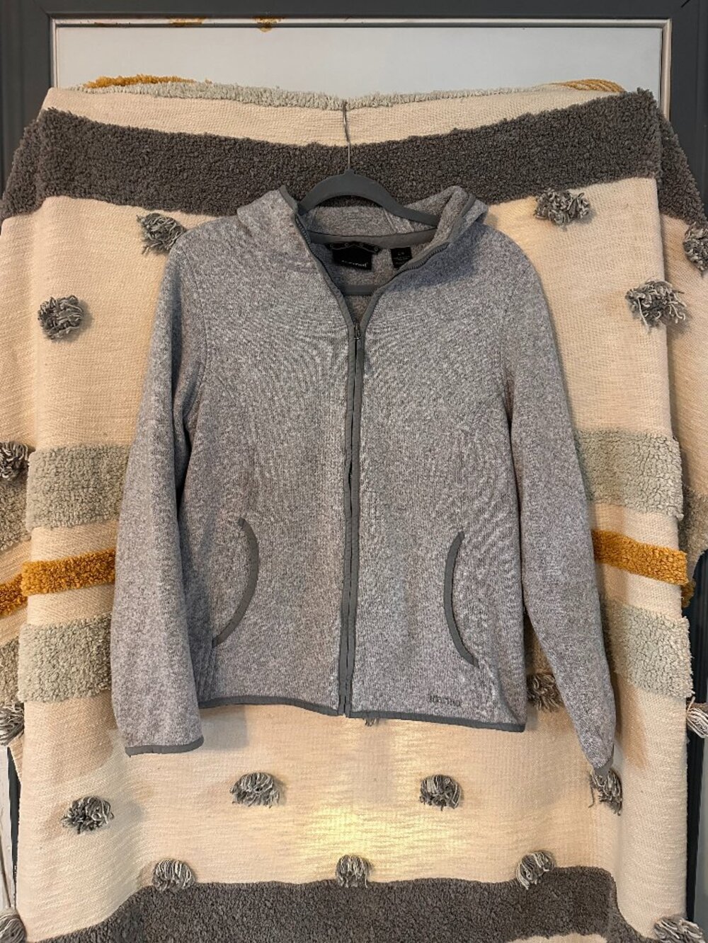 Marmot Heathered Grey Sweater Fleece Full Zip Hooded Jacket - L